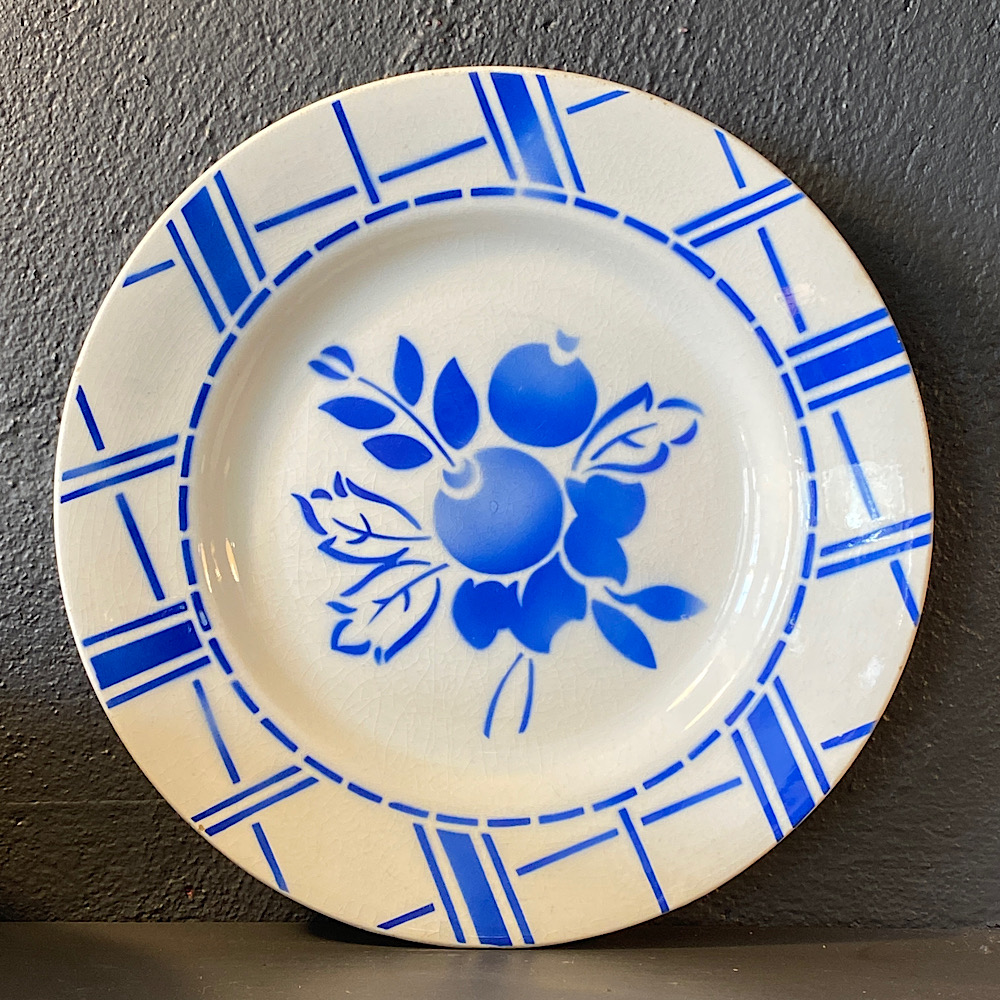 Gien frokosttallerkner med blå bemaling fra Bellevue Vintage