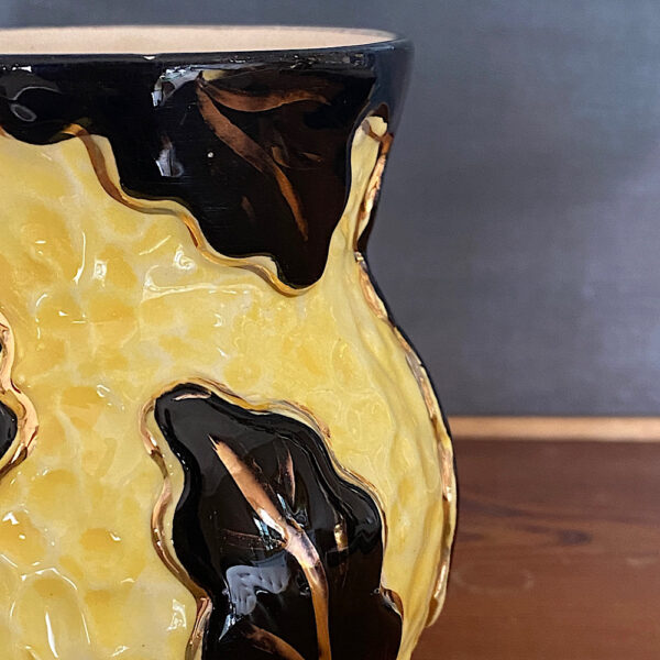 Sort og gul Vallauris vase fra Bellevue Vintage - foto 2