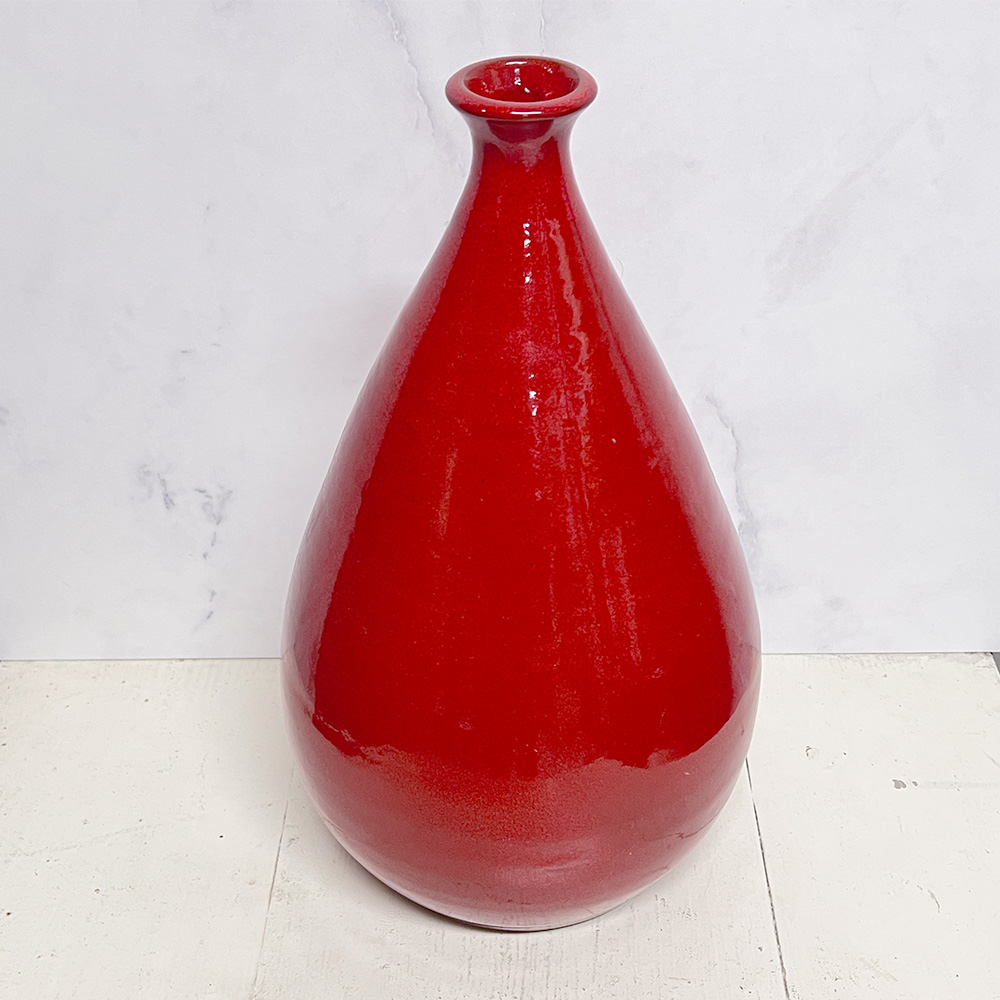Stor fransk rød keramikvase fra Bellevue Vintage