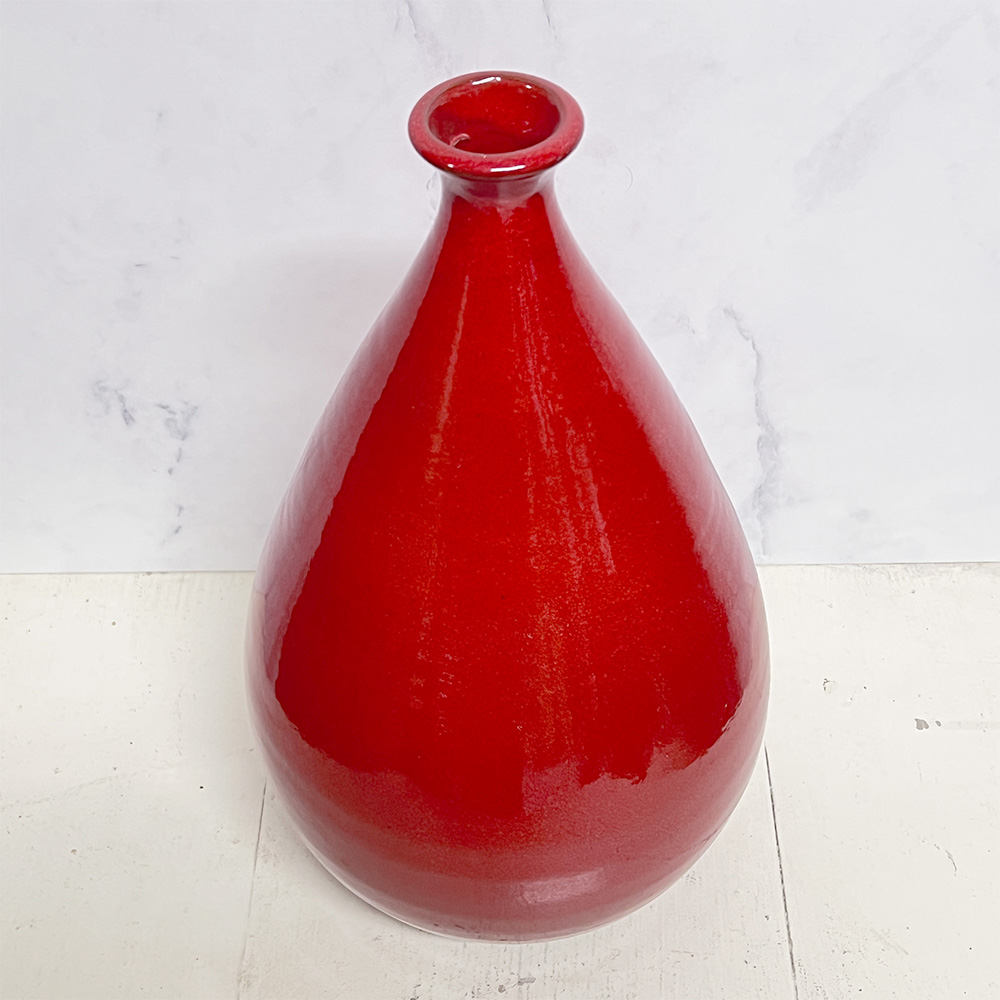 Stor fransk rød keramikvase fra Bellevue Vintage