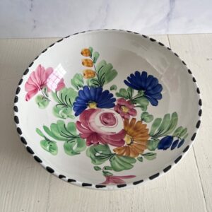 Antik fransk skål med håndmalede blomster
