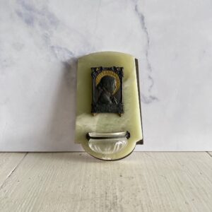 Antik fransk Maria-relief i bronze på onyx