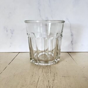 Stort fransk opbevaringsglas i tykt facetslebet glas