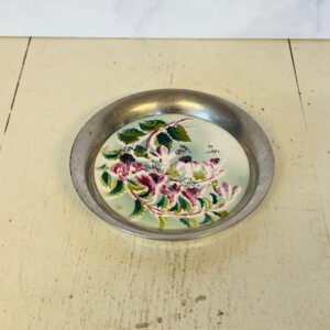 Fransk antik flaskeholder i metal med blomstermotiv