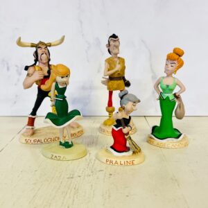 Fransk sæt med fem Astérix-samlerfigurer fra Plastoy