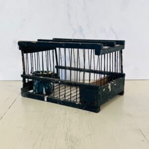 Antik fransk fuglebur i træ og metal